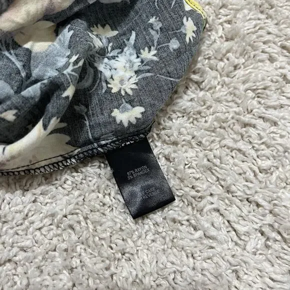 Torrid Size 0X Black Yellow Floral Drawstring Shirred Skater Challis Mini Dress - Picture 6 of 7